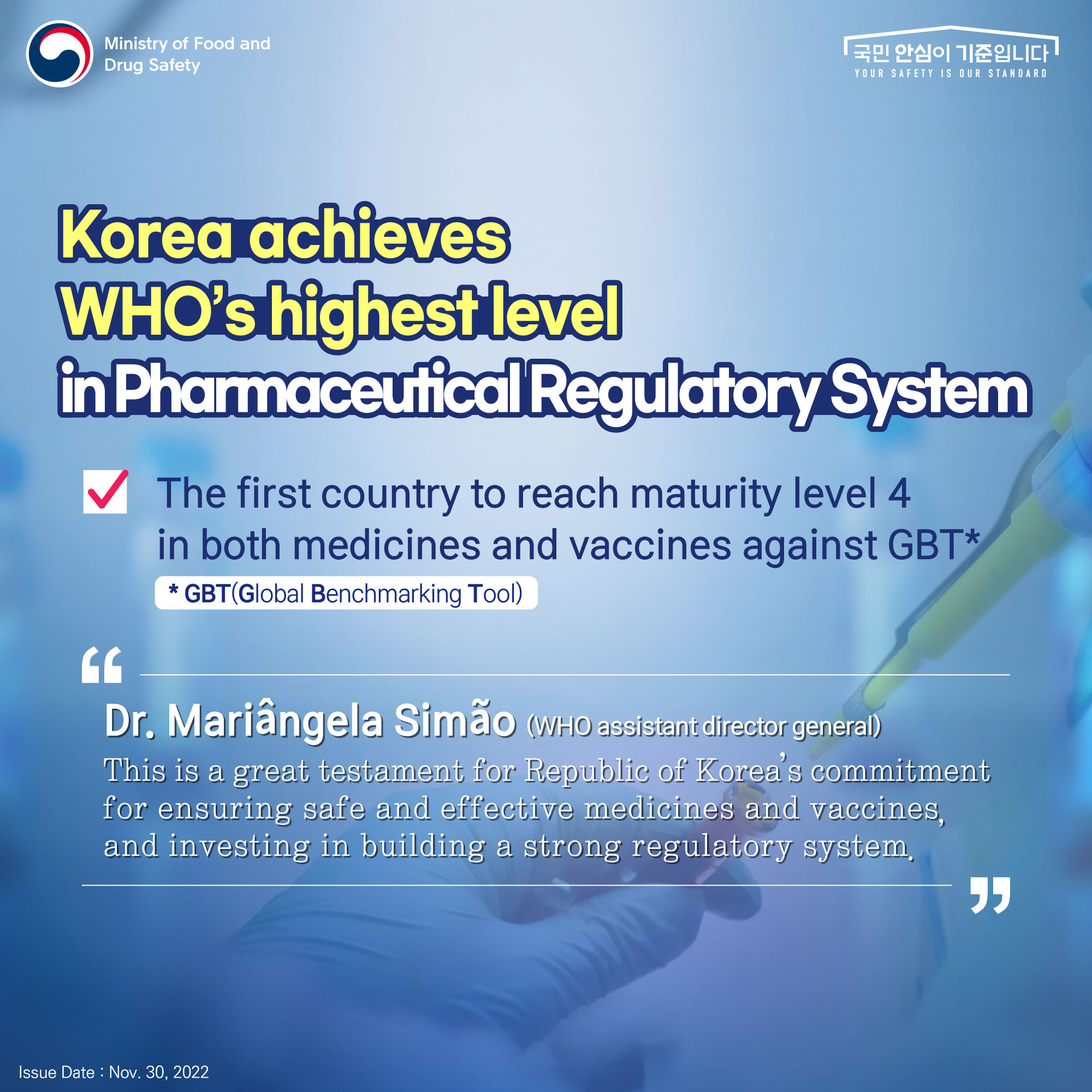 MFDS Achieves Highest Maturity Level in Regulatory System by WHO