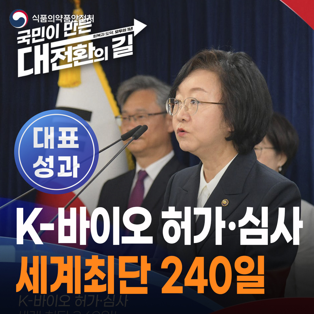 [대표성과 식약처-26-024] 신약, 바이오시밀러, 신기술의료기기 허가·심사혁신(240일 허가) 프로세스 시행