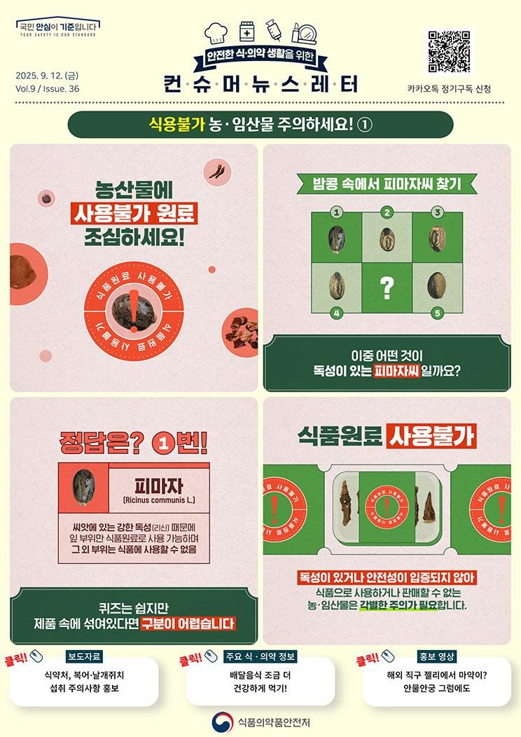 [컨슈머 뉴스레터] 식용불가 농임산물 주의하세요!_1