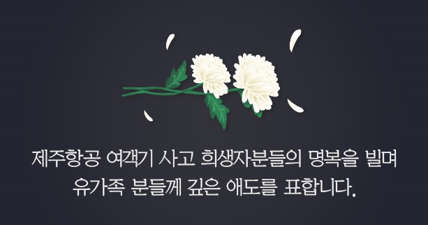 제주항공 사고 희생자 분들의 명복을 빌며
유가족 분들께 깊은 위로와 애도를 표합니다.